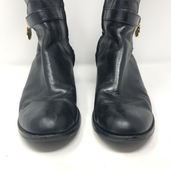 Michael Kors Black Leather Hamilton MK Charm Boots - Picture 4 of 7